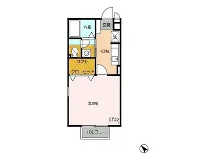 アメジストセージ(1K/2階)の間取り写真