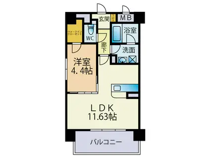 地下鉄七隈線 野芥駅 徒歩5分 6階建 築7年(1LDK/1階)の間取り写真