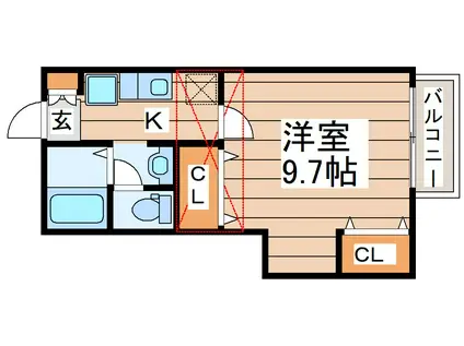 エピベールI(1K/2階)の間取り写真
