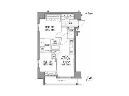 パークハビオ八丁堀(2LDK/11階)の間取り写真
