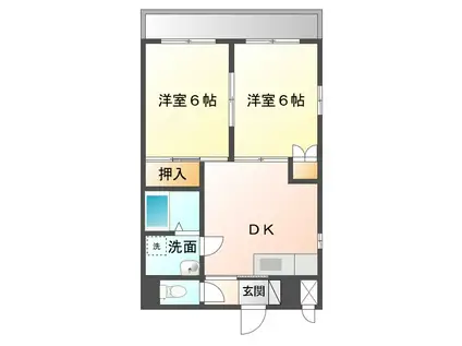 レジデンス島A棟(2DK/4階)の間取り写真