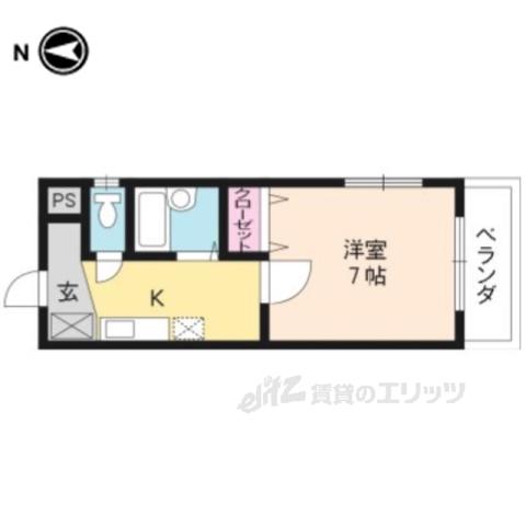 ビューテラスK(1K/1階)の間取り写真