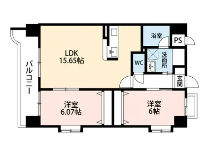 QREST熊本船場(2LDK/3階)の間取り写真