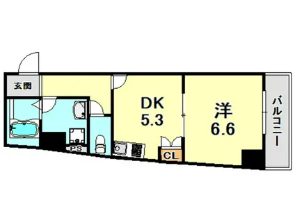 プリンセプス ドムス(1DK/5階)の間取り写真