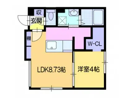 ノルデスタ麻生南(1LDK/1階)の間取り写真