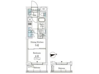 若葉ビューアパートメント(1DK/1階)の間取り写真