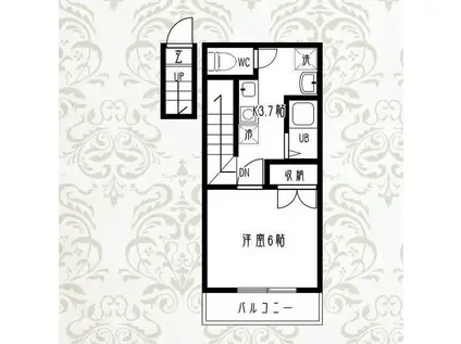 花水木ガーデンヒルズANNEX(1K/2階)の間取り写真