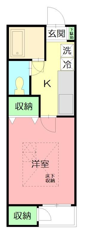 湘南サンライズガーデンV(1K/1階)の間取り写真