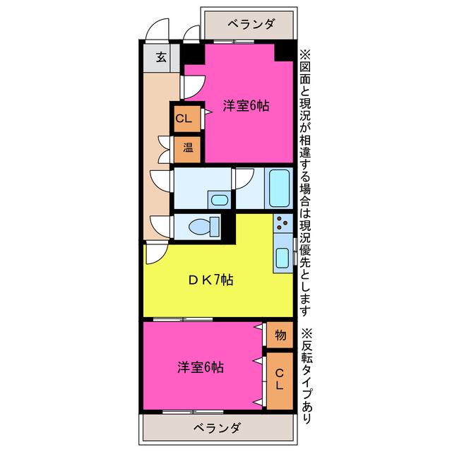 アトランティス川花(2DK/4階)の間取り写真
