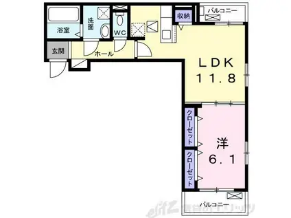 ア・ラ・モード TN(1LDK/1階)の間取り写真