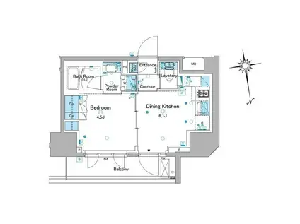 ルフォンプログレ品川大井(1DK/11階)の間取り写真