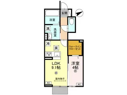 ANPOOL(1LDK/1階)の間取り写真