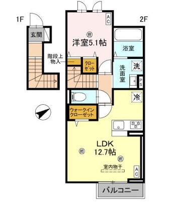 ANPOOL B棟(1LDK/2階)の間取り写真
