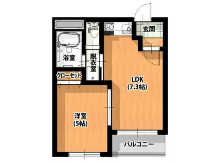 カリーナミミ(1LDK/1階)の間取り写真