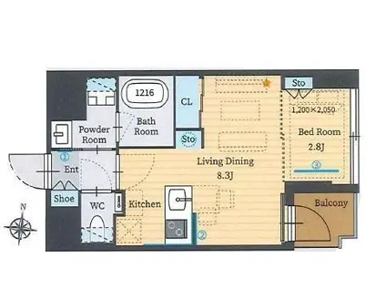 パークルール恵比寿(1LDK/5階)の間取り写真