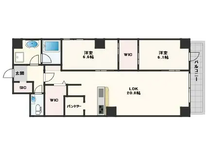 BRAVE南船場(2LDK/2階)の間取り写真