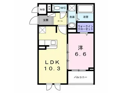 山城町4丁目アパート(1LDK/3階)の間取り写真