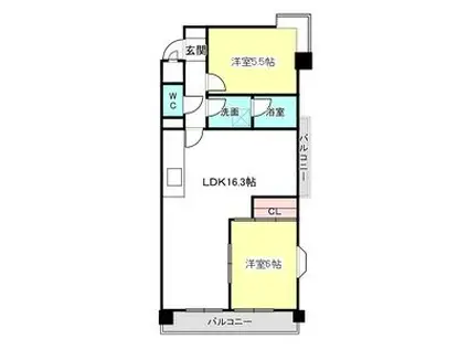 CIELO平針(2LDK/7階)の間取り写真