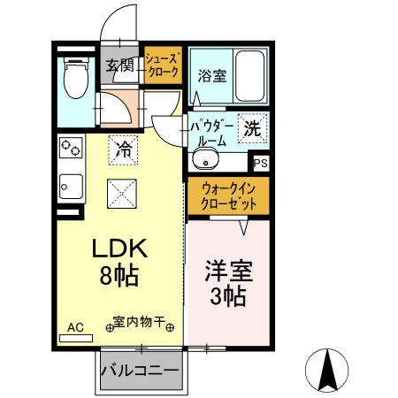 トレス・カーサ(1LDK/1階)の間取り写真