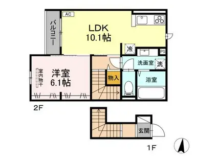 PRIMAVERA吉成台(1LDK/2階)の間取り写真
