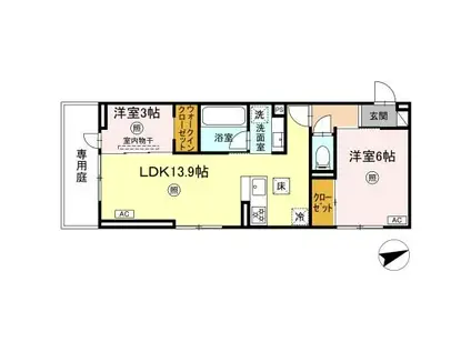 D-ROOM伊賀駅東(2LDK/1階)の間取り写真