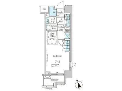 パークアクシス芝浦(1K/5階)の間取り写真