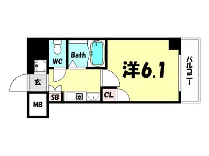 ESTEMCOURT新神戸エリタージュ(1K/6階)の間取り写真