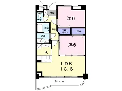 ラルジュ.グランデ(2LDK/2階)の間取り写真