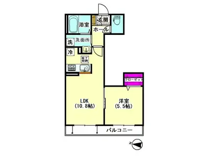 フォレストK・M(1LDK/1階)の間取り写真