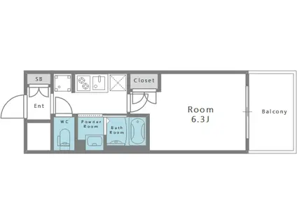 クレストコート靭公園(1K/3階)の間取り写真