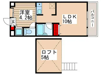 PRINCE VILL TACHIKAWA(1LDK/2階)の間取り写真