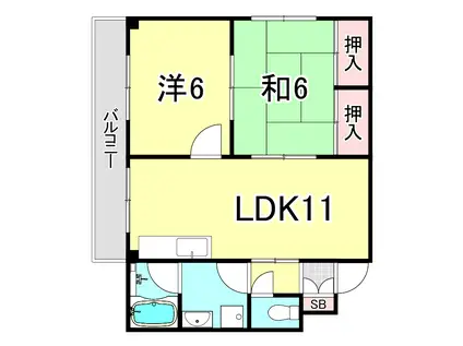 フローレンス甲子園(2LDK/3階)の間取り写真