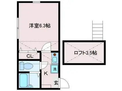 エスポワール東向島(1K/3階)の間取り写真