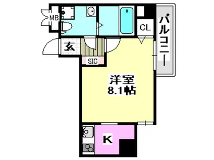 SERENITE千里丘(1K/8階)の間取り写真