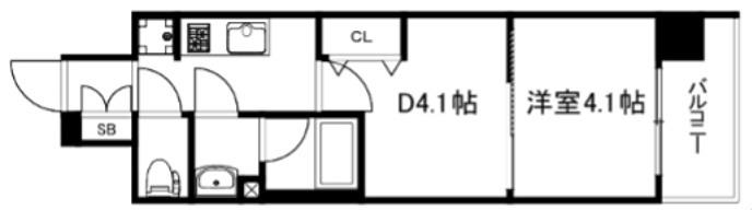 アスヴェル京都西大路サウス(1DK/4階)の間取り写真