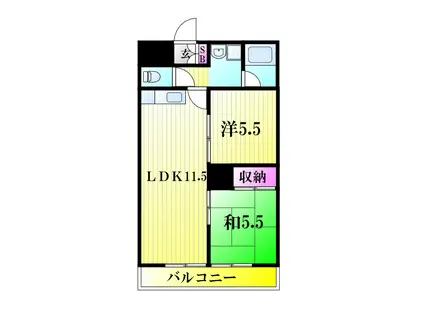 サンハイツ柏(2LDK/1階)の間取り写真