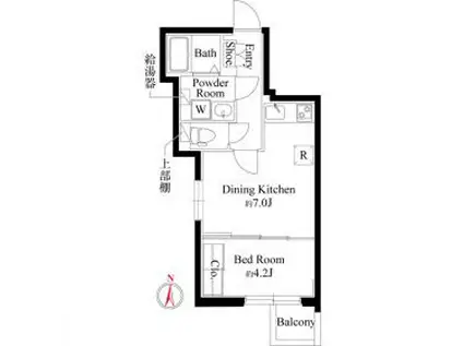 グランパセオ中目黒II(1DK/3階)の間取り写真