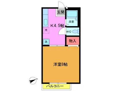 サンジェルシーネ(1DK/2階)の間取り写真