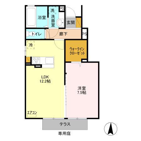 ジェントリー I番館(1LDK/1階)の間取り写真