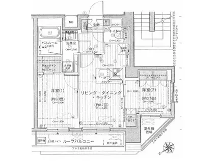 サットンアリビオ八王子(2LDK/6階)の間取り写真
