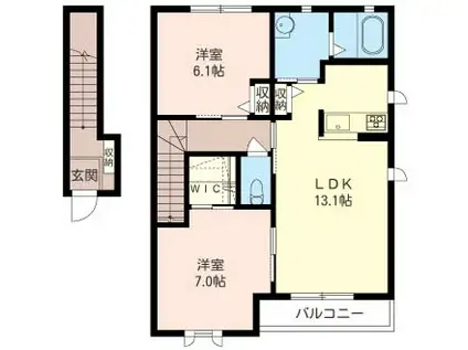 ＪＲ横須賀線 衣笠駅 徒歩16分 2階建 築17年(2LDK/2階)の間取り写真