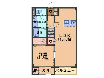 ディアコート(1LDK/2階)の間取り写真