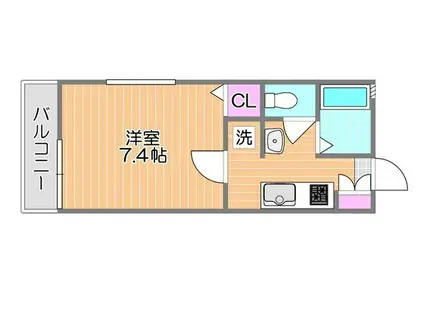 ボヌール西川原(1K/1階)の間取り写真