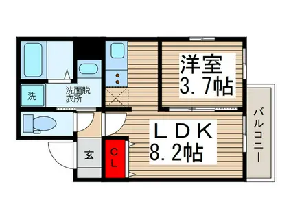 クレア松戸(1LDK/2階)の間取り写真