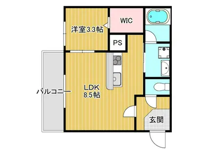 ラルヴェール試験場前(1LDK/1階)の間取り写真