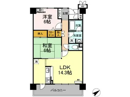 藤和ハイタウン上島(2LDK/3階)の間取り写真