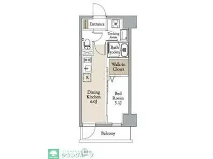 グランカーサ住吉II(1DK/6階)の間取り写真