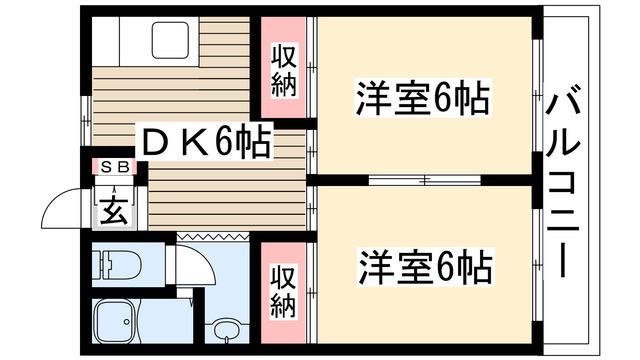 コーポモリ(2DK/1階)の間取り写真