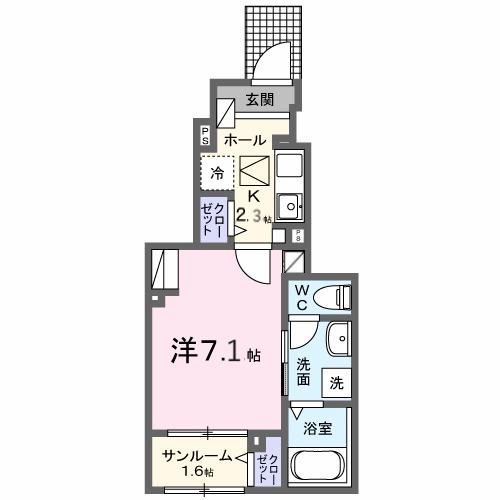 コロレ宝永町(1K/1階)の間取り写真