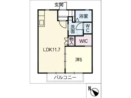 アドバンテージ A棟(1LDK/1階)の間取り写真